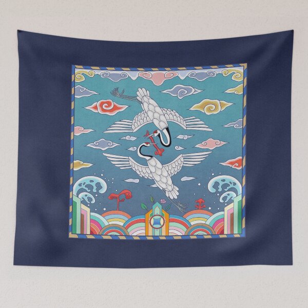Item preview, Royal Wings of Success, Twin Cranes of the Joseon Dynasty designed and sold by QamarART Paintings.