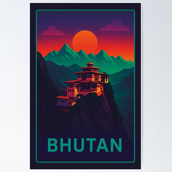 Artikelvorschau, Bhutan Neon Travel entworfen und verkauft von Thistle-TShop.