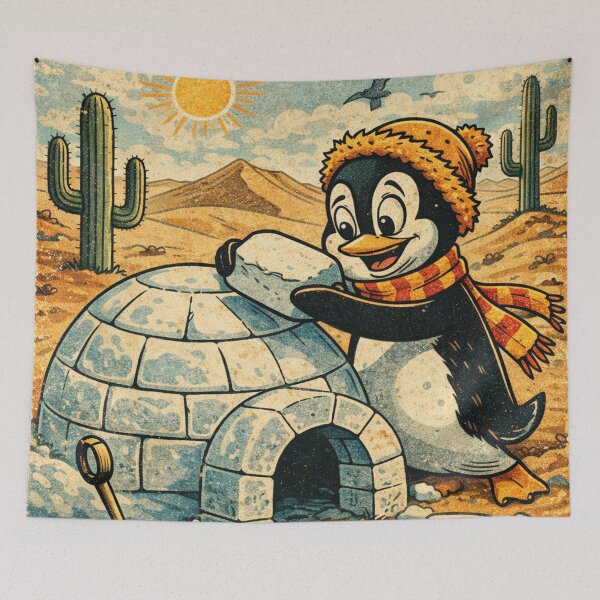 Item preview, Never Give Up funny penguin igloo desert designed and sold by Mauswohn.