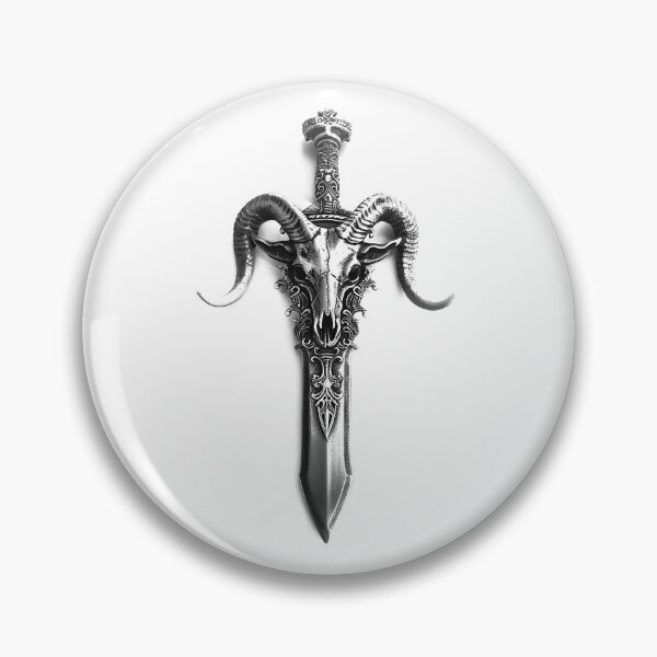 Item preview, Ram Skull Dagger – Dark Gothic Fantasy Sword Illustration designed and sold by inkoutninja.