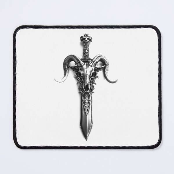Item preview, Ram Skull Dagger – Dark Gothic Fantasy Sword Illustration designed and sold by inkoutninja.