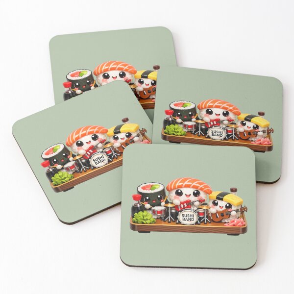 Item preview, Cute Sushi Band Trio | Kawaii Cartoon Food Musicians designed and sold by Moons Studio.