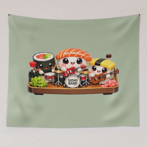 Item preview, Cute Sushi Band Trio | Kawaii Cartoon Food Musicians designed and sold by Moons Studio.