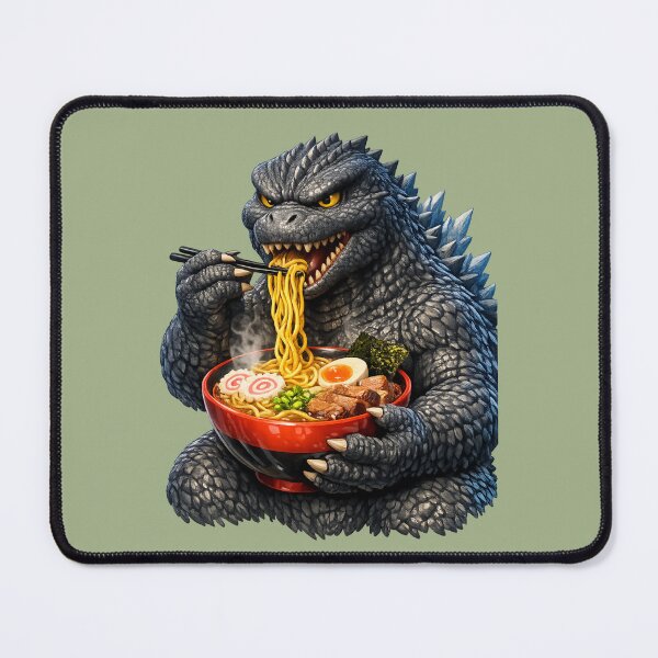 Item preview, Godzilla Eating Ramen | Kawaii Fun Monster Eating Noodle Art designed and sold by Moons Studio.