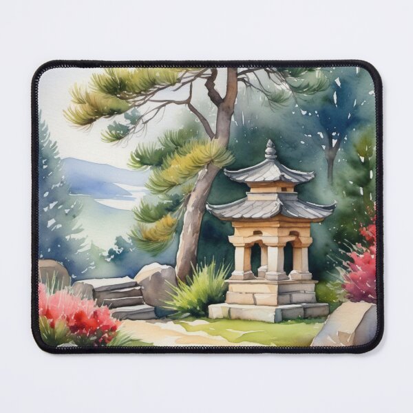 Item preview, Pine tree next to a stone lantern designed and sold by Kraftbaum.
