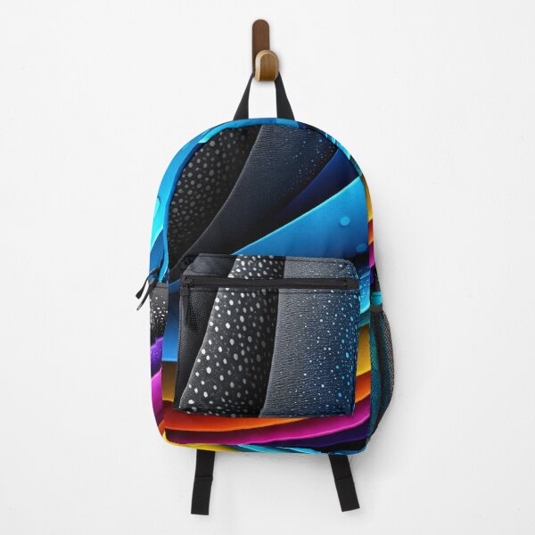 Item preview, Neon Paper Waves – Blue & Rainbow Layered Abstract designed and sold by Kaleidoscope Print.