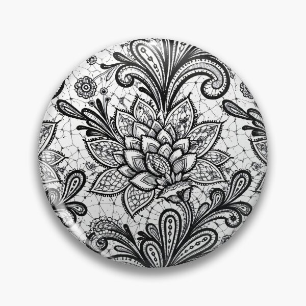 Item preview, Black & White Floral Paisley Lace Pattern designed and sold by Kaleidoscope Print.