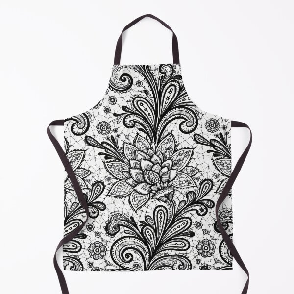 Item preview, Black & White Floral Paisley Lace Pattern designed and sold by Kaleidoscope Print.