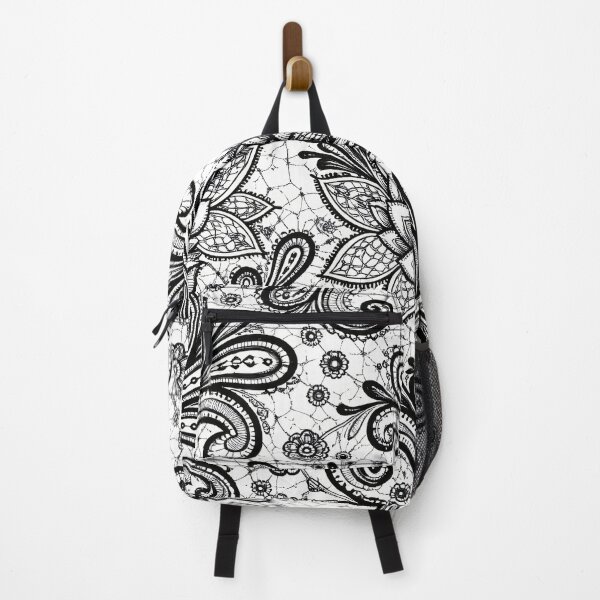 Item preview, Black & White Floral Paisley Lace Pattern designed and sold by Kaleidoscope Print.
