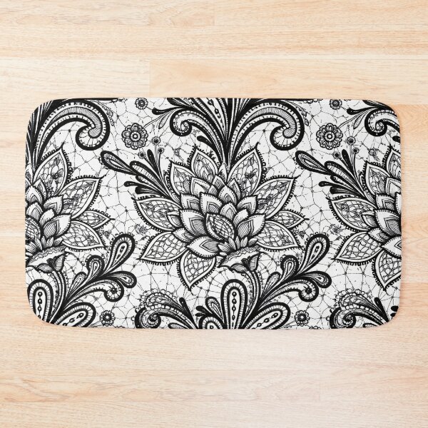 Item preview, Black & White Floral Paisley Lace Pattern designed and sold by Kaleidoscope Print.