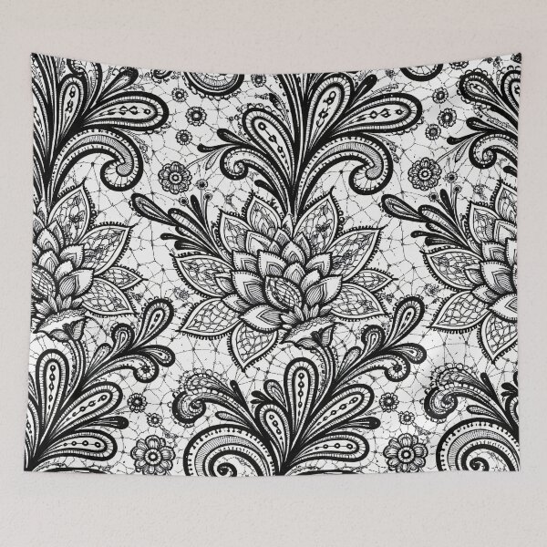 Item preview, Black & White Floral Paisley Lace Pattern designed and sold by Kaleidoscope Print.