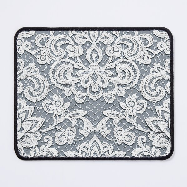 Item preview, White Lace Floral Damask Pattern on Silver Grey designed and sold by Kaleidoscope Print.