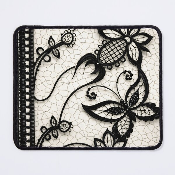 Item preview, Black Lace Butterfly & Floral Appliqué Pattern designed and sold by Kaleidoscope Print.