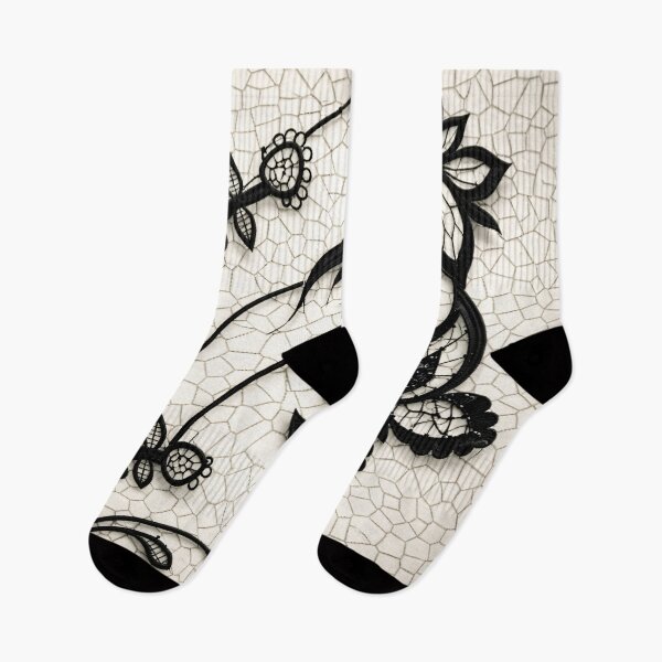 Item preview, Black Lace Butterfly & Floral Appliqué Pattern designed and sold by Kaleidoscope Print.