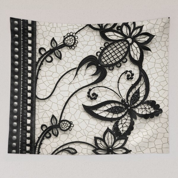 Item preview, Black Lace Butterfly & Floral Appliqué Pattern designed and sold by Kaleidoscope Print.