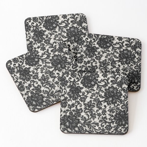 Item preview, Elegant Black Chantilly Lace Floral Pattern designed and sold by Kaleidoscope Print.