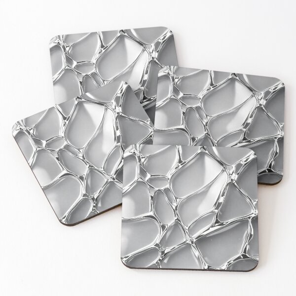 Item preview, Liquid Chrome Mosaic — Silver Abstract Cells designed and sold by Kaleidoscope Print.