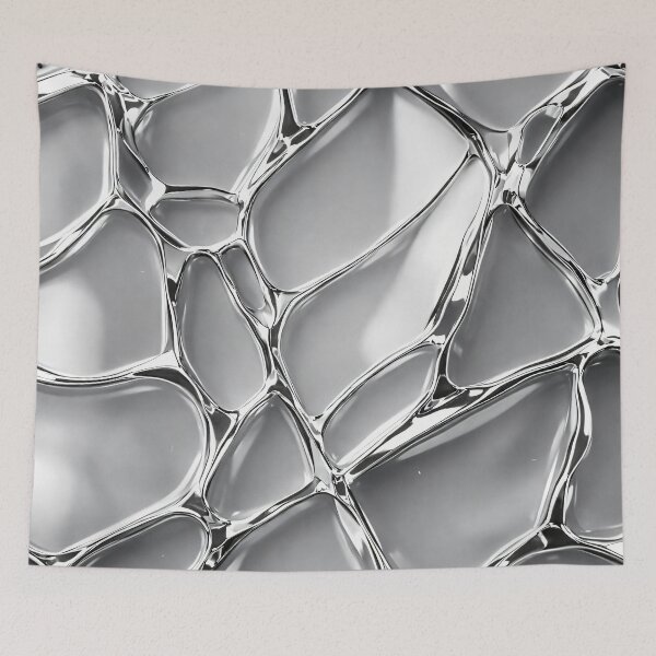 Item preview, Liquid Chrome Mosaic — Silver Abstract Cells designed and sold by Kaleidoscope Print.