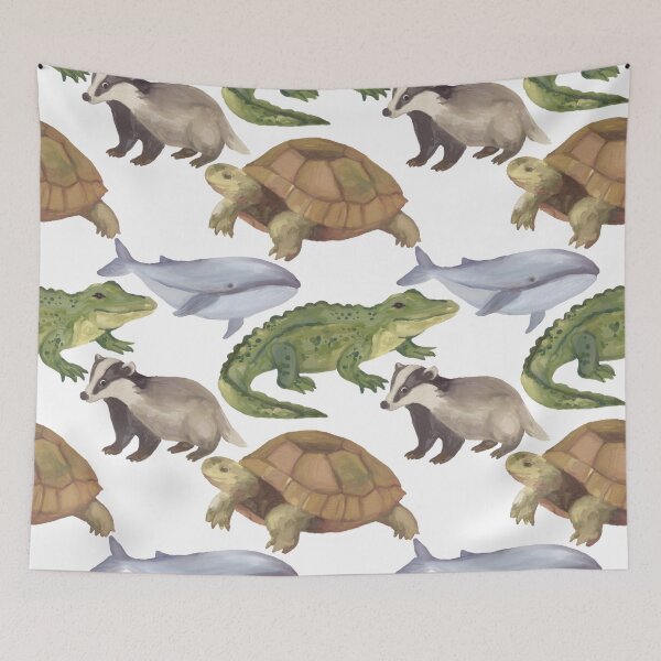 Item preview, Watercolor painted ocan reptile animals themed designed and sold by SILVERAPPLE.