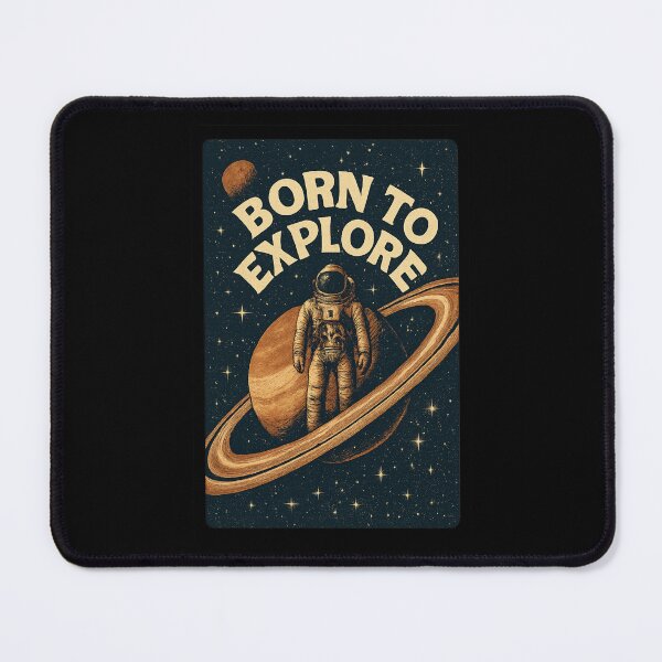 Item preview, Born to Explore - Retro 70s Space Poster with Astronaut on Saturn designed and sold by MKreative Studio.