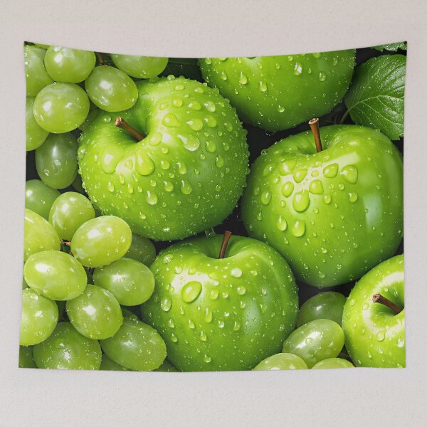 Item preview, Fresh Green Apples & Grapes — Juicy Dew Drops designed and sold by Kaleidoscope Print.