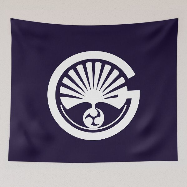 Item preview, Letter G Monogram - Ginkgo Samurai Crest (White on Dark) designed and sold by ZenCircle.