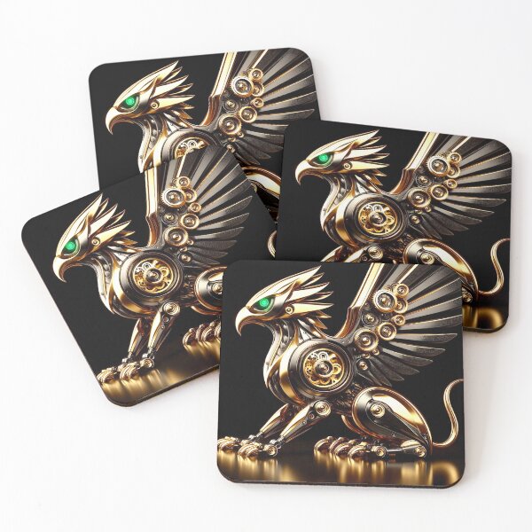 Item preview, Cyber Gryfon Statue - Polished Gold High-Tech Heraldry designed and sold by Gryfonarts.