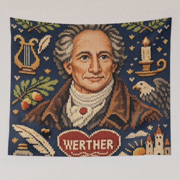 Item preview, Goethe portrait in a classic literary knitting pattern designed and sold by Mauswohn.