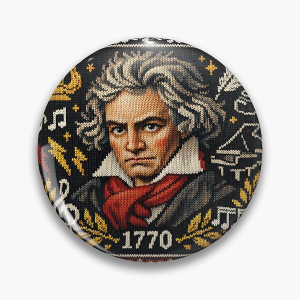 Item preview, Beethoven portrait in a musical knitting pattern design designed and sold by Mauswohn.