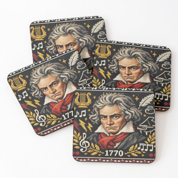 Item preview, Beethoven portrait in a musical knitting pattern design designed and sold by Mauswohn.