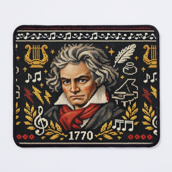 Item preview, Beethoven portrait in a musical knitting pattern design designed and sold by Mauswohn.