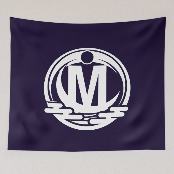 Item preview, Letter M Monogram - Moon Samurai Crest (White on Dark) designed and sold by ZenCircle.