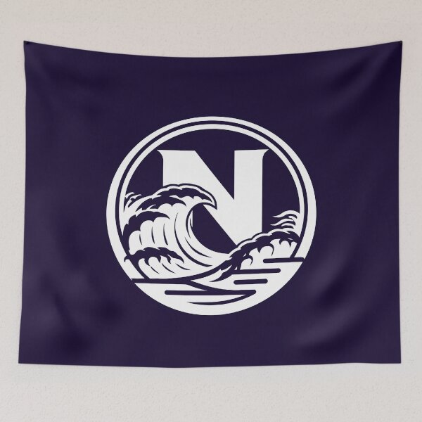 Item preview, Letter N Monogram - Great Wave Ukiyo-e Crest  (White on Dark) designed and sold by ZenCircle.