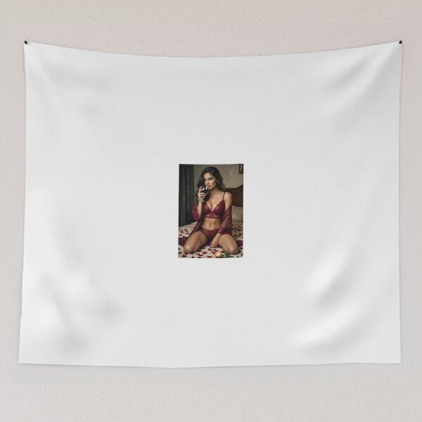 Item preview, Elegant Woman in Red Lingerie with Wine Glass designed and sold by CathryneDelamort.
