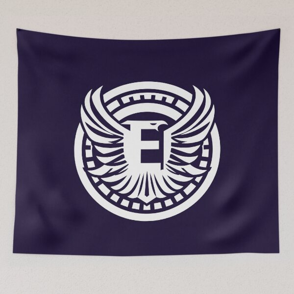 Item preview, Letter E Monogram - Eagle Samurai Crest (White on Dark) designed and sold by ZenCircle.