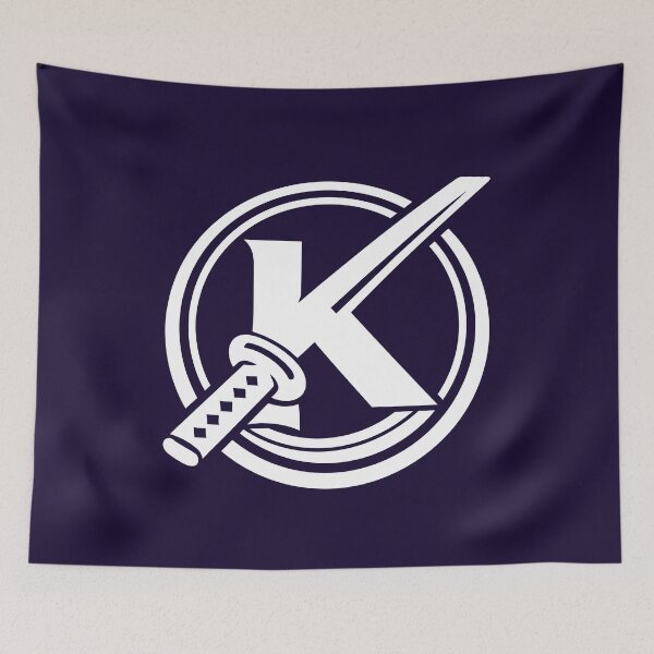 Item preview, Letter K Monogram - Katana Samurai Sword Crest (White on Dark) designed and sold by ZenCircle.
