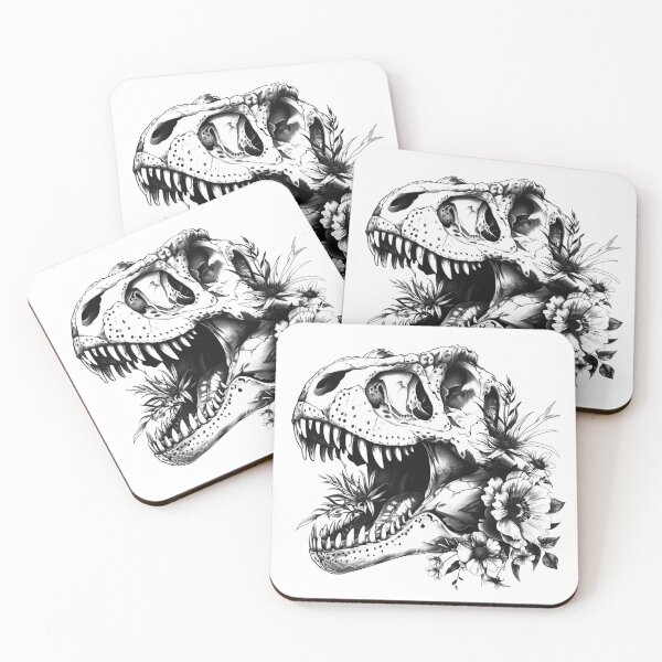 Item preview, Floral Dinosaur Skull – Gothic Botanical T Rex Illustration designed and sold by inkoutninja.