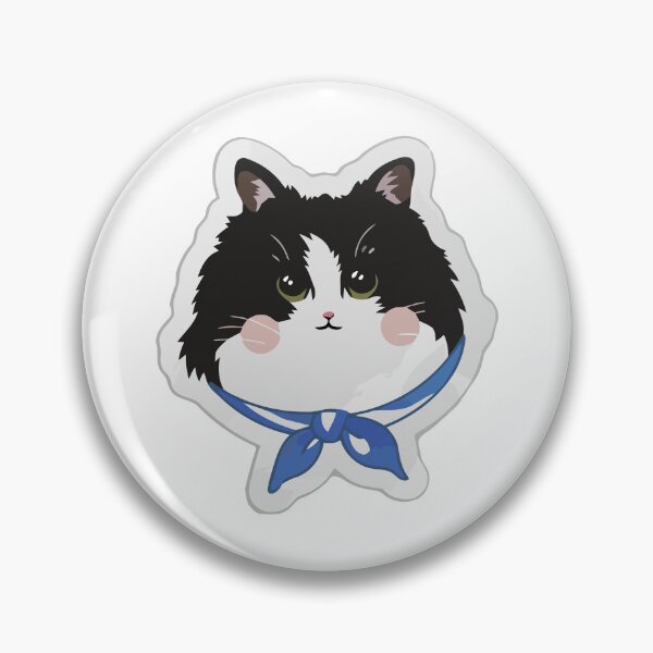 Item preview, Tuxedo Cat with Blue Bandana – Cute Kawaii Kitty Face designed and sold by xtehuip.
