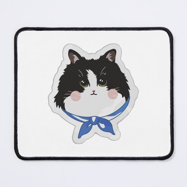 Item preview, Tuxedo Cat with Blue Bandana – Cute Kawaii Kitty Face designed and sold by xtehuip.