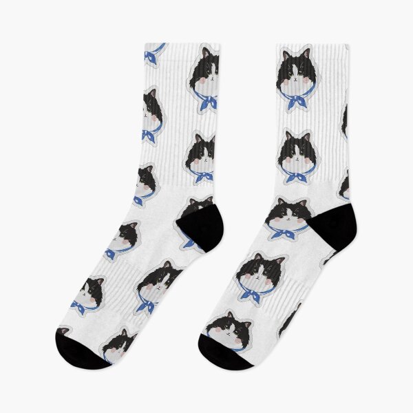 Item preview, Tuxedo Cat with Blue Bandana – Cute Kawaii Kitty Face designed and sold by xtehuip.