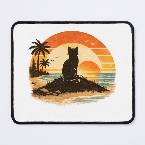 Item preview, Retro cat on the beach – 70s sunset design designed and sold by Sunset Syndicate.