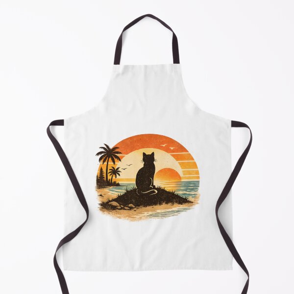 Item preview, Retro cat on the beach – 70s sunset design designed and sold by Sunset Syndicate.