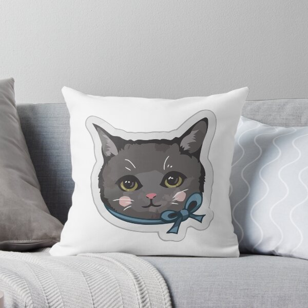 Item preview, Adorable Gray Cat with Ribbon – Kawaii Cat Face Art designed and sold by xtehuip.