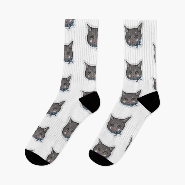 Item preview, Adorable Gray Cat with Ribbon – Kawaii Cat Face Art designed and sold by xtehuip.