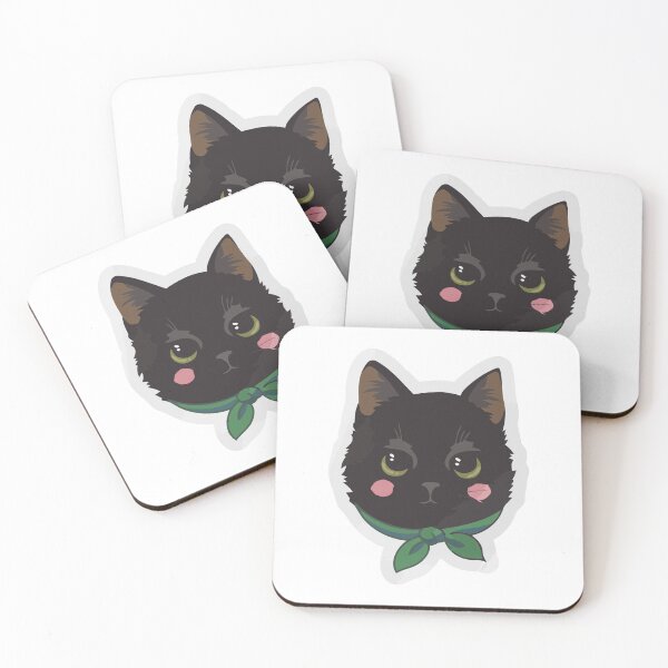 Item preview, Cute Black Cat with Green Bandana – Kawaii Kitty Art designed and sold by xtehuip.