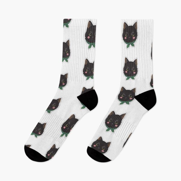 Item preview, Cute Black Cat with Green Bandana – Kawaii Kitty Art designed and sold by xtehuip.