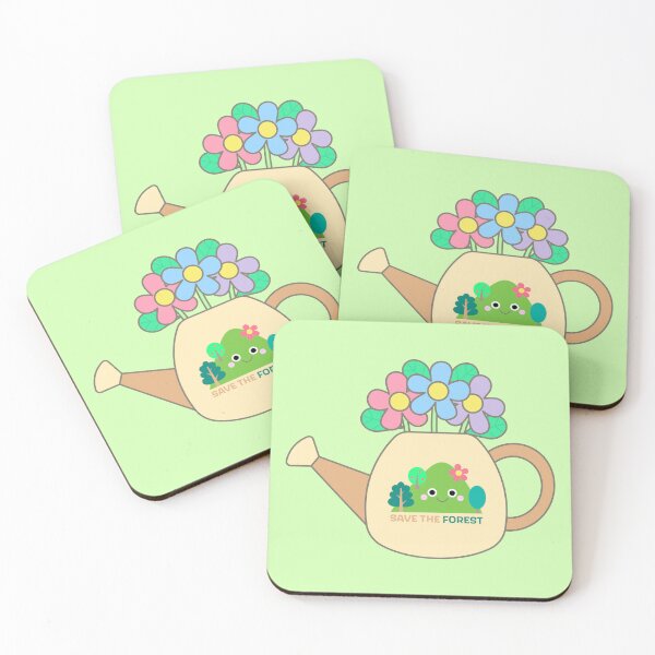 Item preview, Cute Pastel Watering Can with Save the Forest Pattern and Fresh Flowers for Earth Day and Ecology Concept designed and sold by nuchz.