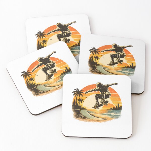 Item preview, Retro skateboarder at sunset – 70s vintage design designed and sold by Sunset Syndicate.