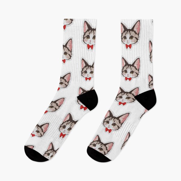 Item preview, Cute Tabby Cat with Red Bow – Kawaii Kitty Illustration designed and sold by xtehuip.