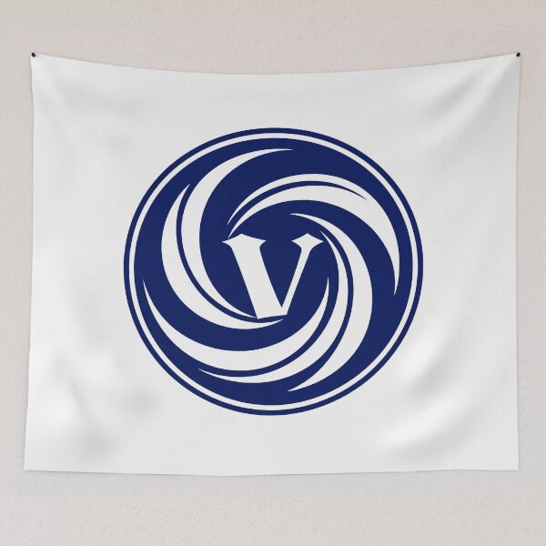 Item preview, Letter V Monogram - Vortex Samurai Crest (Navy Blue) designed and sold by ZenCircle.